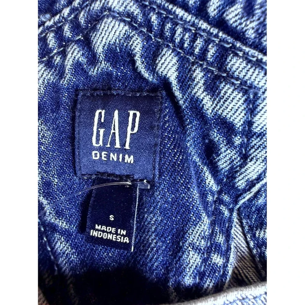 Gap Overall Shortalls Girls S 6/7 Blue Denim Patchwork Colorblock Frayed Hem